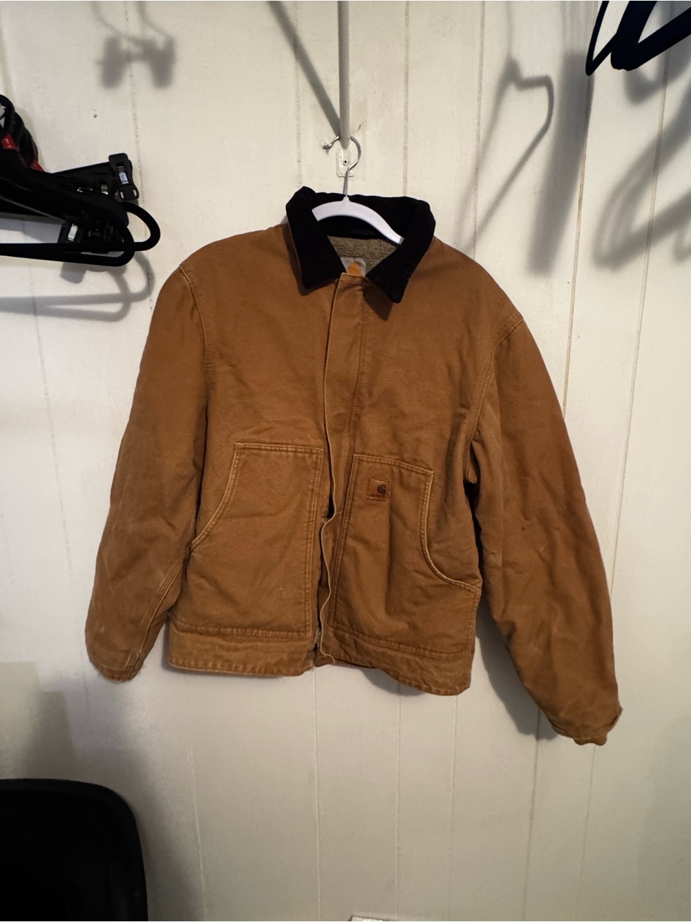 Carhartt Brown Duck Jacket with Black Corduroy Collar